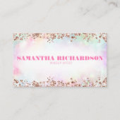 シックエレガントホログラフィック虹色バラ金ゴールド 名刺 (正面)