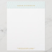 シックエレガントホワイトとターコイズ格子パターン レターヘッド (正面)