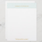 シックエレガントホワイトとターコイズ格子パターン レターヘッド (正面/裏面)