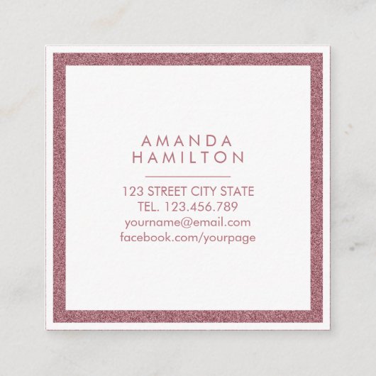 シックエレガントホワイトとバラ金ゴールド曼荼羅 スクエア名刺 (裏面)