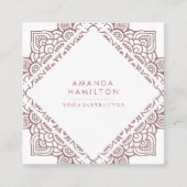 シックエレガントホワイトとバラ金ゴールド曼荼羅 スクエア名刺 (正面)