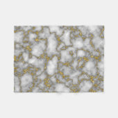 シックエレガントホワイトと金ゴールド大理石 フリースブランケット (正面(横))