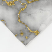 シックエレガントホワイトと金ゴールド大理石 フリースブランケット (角)