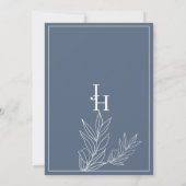 シックエレガントホワイトグレーブルーフローラ保存日付 招待状 (裏面)