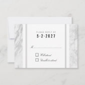 シックエレガントホワイトグレーマーブルウェディングRSVPカード 出欠カード (正面)