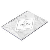 シックエレガントホワイトグレーマーブル結婚ズゲストブック ノートブック (左側)