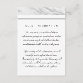 シックエレガントホワイトグレー大理石結婚の挿入カード エンクロージャーカード