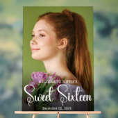 シックエレガントホワイトスクリプトSweet sixteenフォトキャッシュ アクリルサイン (ニュートラル)