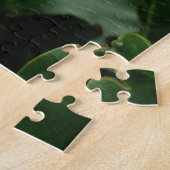 シックエレガントホワイトマグノリアとパーソナライズされた文字 ジグソーパズル (側面)