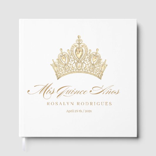 シックエレガントホワイト金ゴールドキンセアニェラ ゲストブック (正面)