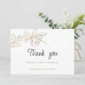 シックエレガントホワイト金ゴールドシンプルフローラありがとう 招待状 (スタンド正面)