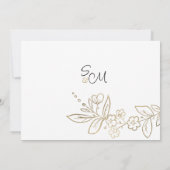 シックエレガントホワイト金ゴールドシンプルフローラありがとう 招待状 (裏面)