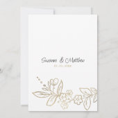 シックエレガントホワイト金ゴールドシンプルフローラRSVP 招待状 (裏面)