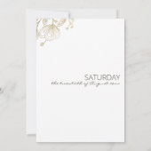 シックエレガントホワイト金ゴールドレースフローラ結婚テーマ 招待状 (裏面)