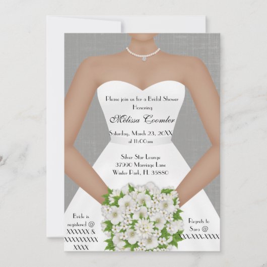 シックエレガントホワモダンイトデイブライダルシャワー招待状 招待状 (正面)