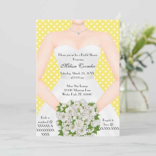 シックエレガントホワモダンイトデイブライダルシャワー招待状 招待状 (スタンド正面)