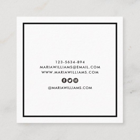 シックエレガントホワモダンイト平方制ミニマリスト スクエア名刺 (裏面)