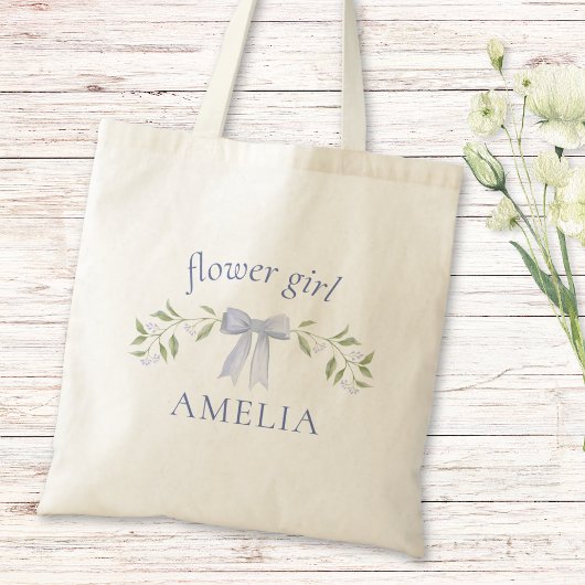 シックエレガントボウフローラパーソナライズされたフラワーガール トートバッグ