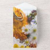 シックエレガントボタニカルひまわりフローラ結婚ズAl オールインワン招待状 (外側)