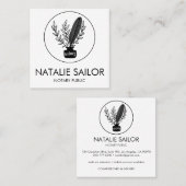 シックエレガントボタニカルクイルロゴ公証人 スクエア名刺 (正面/裏面)