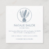 シックエレガントボタニカルクイルロゴ公証人 スクエア名刺 (裏面)