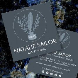 シックエレガントボタニカルクイルロゴ公証人 スクエア名刺