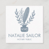 シックエレガントボタニカルクイルロゴ公証人 スクエア名刺 (正面)