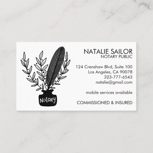 シックエレガントボタニカルクイルロゴ公証人 名刺 (裏面)