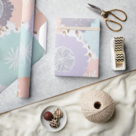 シックエレガントボホパステルフローララベンダーティール（緑がかった色） ラッピングペーパー