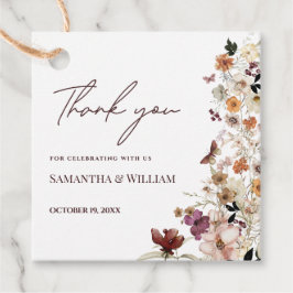 シックエレガントボホパステルワイルドフラワーテーマ結婚ズ フェイバータグ