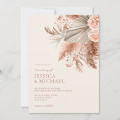 シックエレガントボホパンパフローラズ結婚 招待状 (正面)