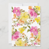 シックエレガントボホピンクイエローフローラブライダルシャワー 招待状 (裏面)