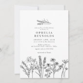 シックエレガントボホワイルドフラワーブライダルシャワー 招待状 (正面)