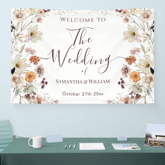 シックエレガントボホ素朴ワイルドフラワーテーマ結婚ズ 横断幕 (トレードショー)