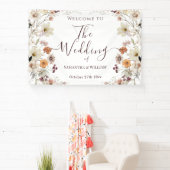 シックエレガントボホ素朴ワイルドフラワーテーマ結婚ズ 横断幕 (インサイチュ)