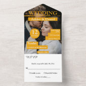 シックエレガントマガジンスタイルロマンチック結婚写真 オールインワン招待状 (内側)