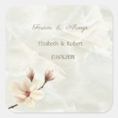シックエレガントマグノリア、マーブル結婚ズ スクエアシール (正面)