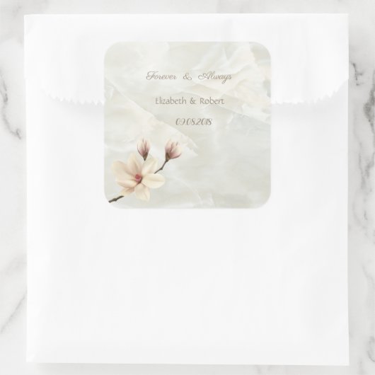 シックエレガントマグノリア、マーブル結婚ズ スクエアシール (バッグ)