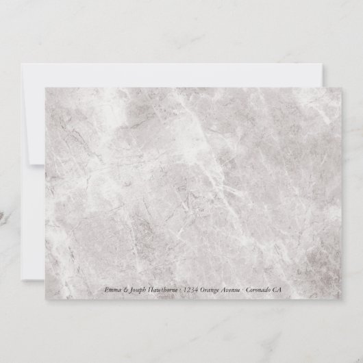 シックエレガントマーブル結婚の遅延したカスタム写真 (裏面)