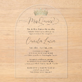 シックエレガントミクインススクリプト&キンセアニラクラウン アクリル招待状
