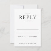 シックエレガントミニマリストタイプブラック&ホワイト結婚ズ 出欠カード (正面)