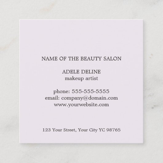 シックエレガントミニマルメイクアップアーティスト美しい スクエア名刺 (裏面)