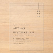 シックエレガントミニマル手頃ラウ結婚グリー アクリル招待状 (正面)