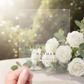 シックエレガントミニマル手頃ラウ結婚グリー アクリル招待状