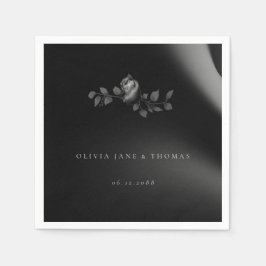 シックエレガントムーディブラックバラフローラ結婚ズ スタンダードカクテルナプキン