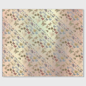 シックエレガントメドウバタフライ昆虫バラ金ゴールド ラッピングペーパー (フラット)