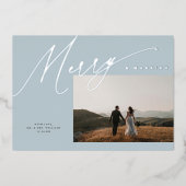 シックエレガントメリーと結婚した1枚のフォトダスティブルー 箔シーズンカード (正面)
