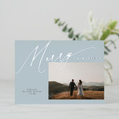シックエレガントメリーと結婚した1枚のフォトダスティブルー 箔シーズンカード (立ち正面)