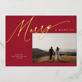 シックエレガントメリーと結婚した1枚のフォトレッド+金ゴールド 箔シーズンカード (正面)