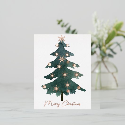 シックエレガントメリークリスマスツ実在リー 箔シーズンポストカード (立ち正面)